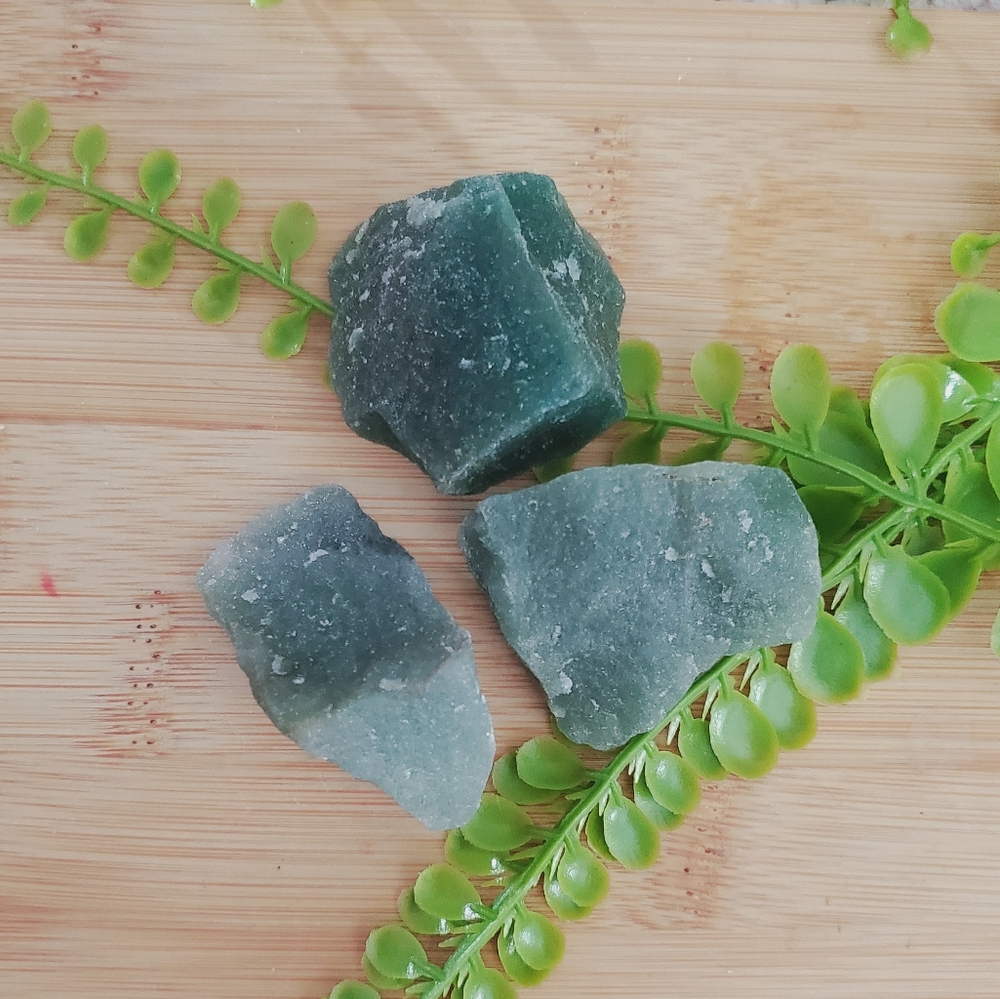 3 Piece Brazilian Raw Green Quartz Healing Stones